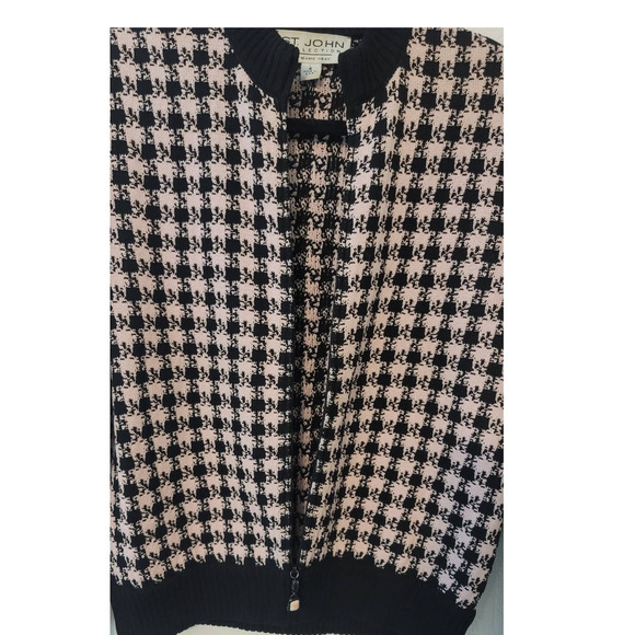 ST JOHN COLLECTION KNITS Pink Black Zipper Jacket Blazer 4 - Picture 4 of 6